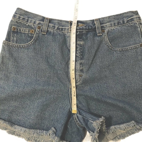 Vintage Bugle Boy Size 8 Women's Blue Frayed Shorts High Waisted Frayed Cut-off - Picture 8 of 11